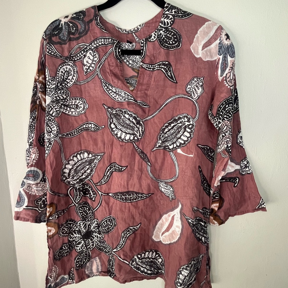 Women’s Paisley Pullover Semi Sheer Blouse Dusty Rose Women’s Size Medium